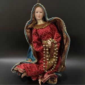 Retired DILLARD’s Trimmings 12” Angel Mama Mary Vinyl Doll Ornament